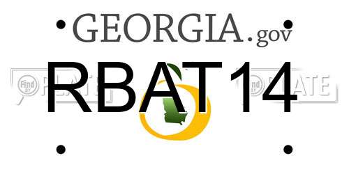 RBAT14 Georgia License Plate