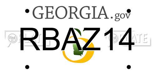 RBAZ14 Georgia License Plate