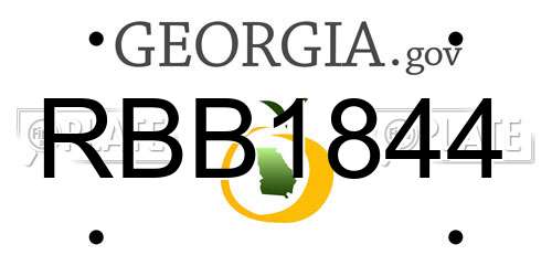RBB1844 Georgia License Plate