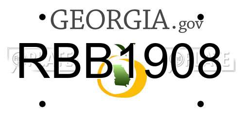 RBB1908 Georgia License Plate