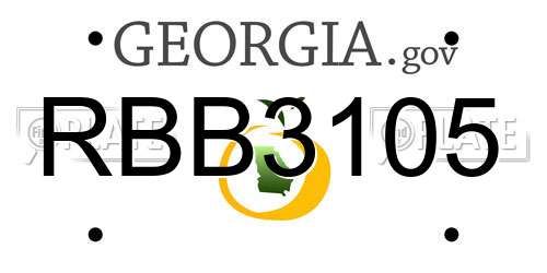 RBB3105 Georgia License Plate