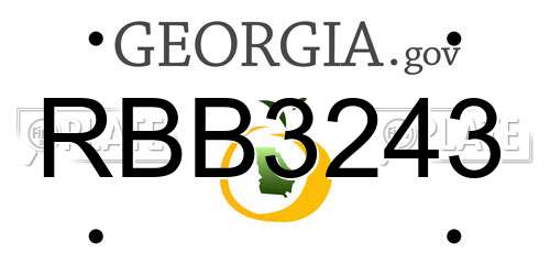 RBB3243 Georgia License Plate