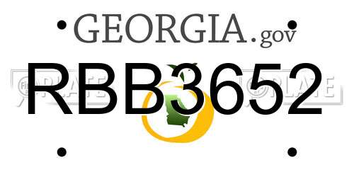 RBB3652 Georgia License Plate