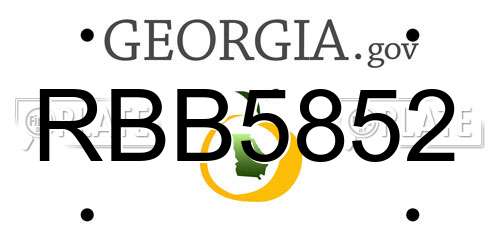 RBB5852 Georgia License Plate