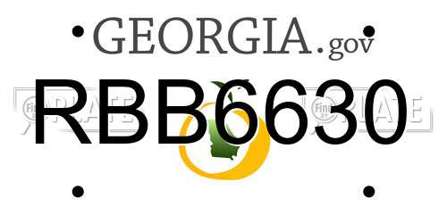 RBB6630 Georgia License Plate