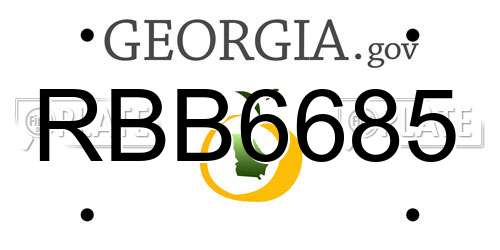 RBB6685 Georgia License Plate