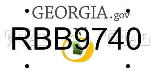 RBB9740 Georgia License Plate