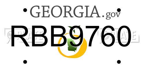 RBB9760 Georgia License Plate