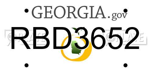 RBD3652 Georgia License Plate