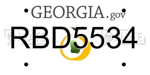 RBD5534 Georgia License Plate
