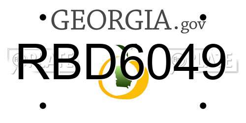 RBD6049 Georgia License Plate