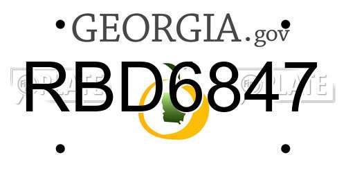 RBD6847 Georgia License Plate