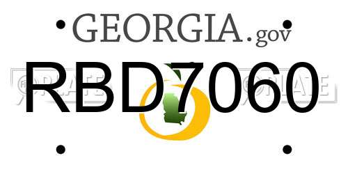 RBD7060 Georgia License Plate