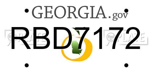 RBD7172 Georgia License Plate