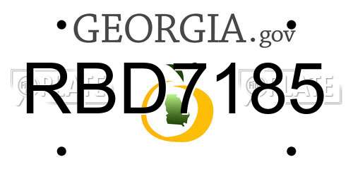 RBD7185 Georgia License Plate