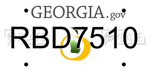 RBD7510 Georgia License Plate