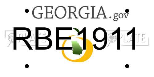 RBE1911 Georgia License Plate