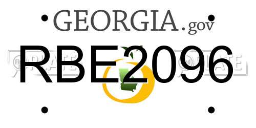 RBE2096 Georgia License Plate