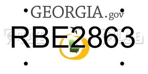 RBE2863 Georgia License Plate