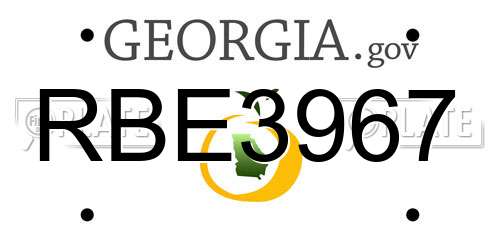 RBE3967 Georgia License Plate
