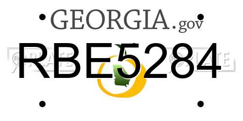 RBE5284 Georgia License Plate