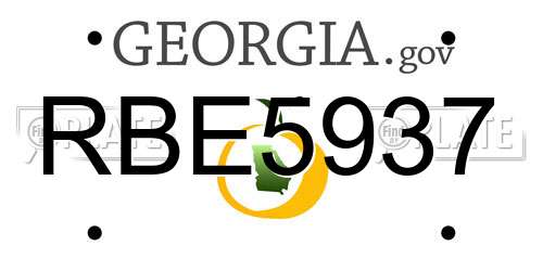 RBE5937 Georgia License Plate