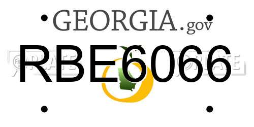 RBE6066 Georgia License Plate