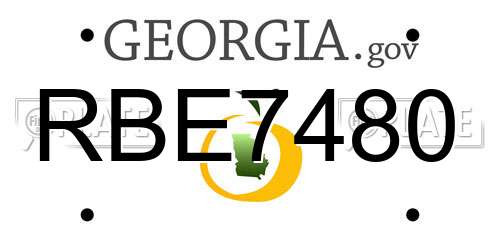 RBE7480 Georgia License Plate