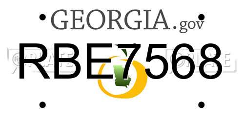 RBE7568 Georgia License Plate