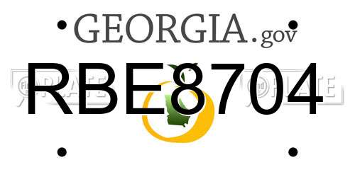 RBE8704 Georgia License Plate