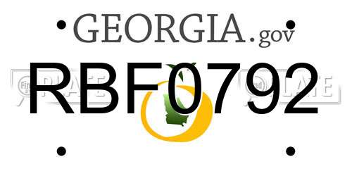 RBF0792 Georgia License Plate