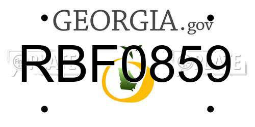 RBF0859 Georgia License Plate