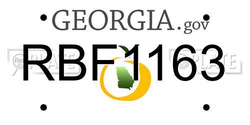 RBF1163 Georgia License Plate