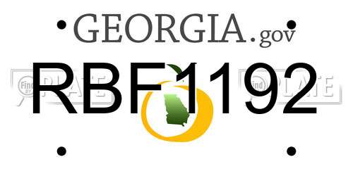RBF1192 Georgia License Plate