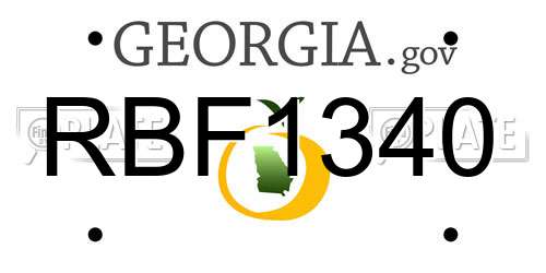 RBF1340 Georgia License Plate