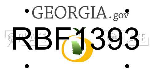 RBF1393 Georgia License Plate