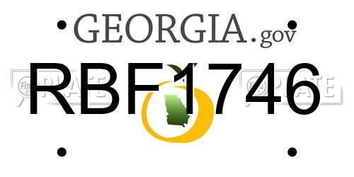 RBF1746 Georgia License Plate