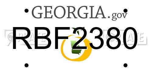 RBF2380 Georgia License Plate