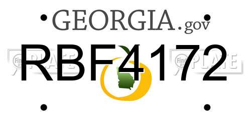 RBF4172 Georgia License Plate