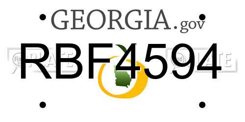 RBF4594 Georgia License Plate