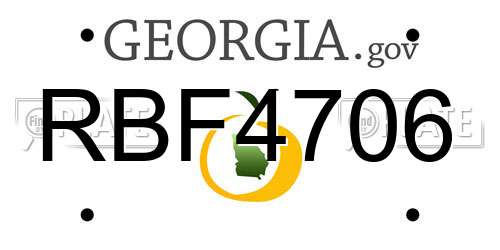 RBF4706 Georgia License Plate