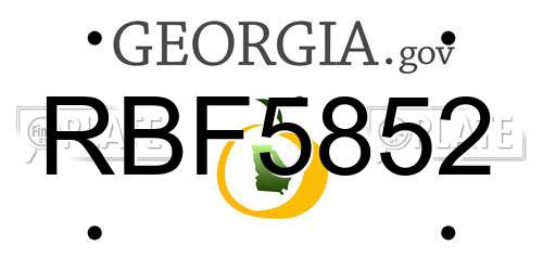 RBF5852 Georgia License Plate