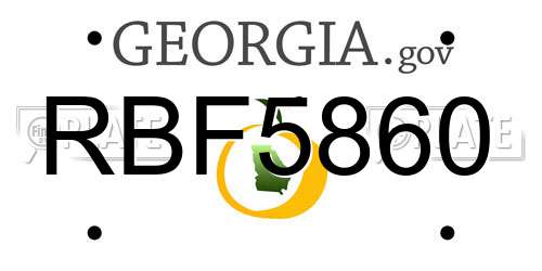 RBF5860 Georgia License Plate
