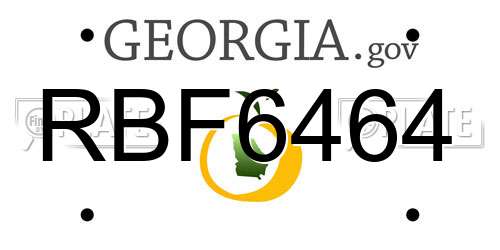 RBF6464 Georgia License Plate