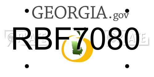 RBF7080 Georgia License Plate