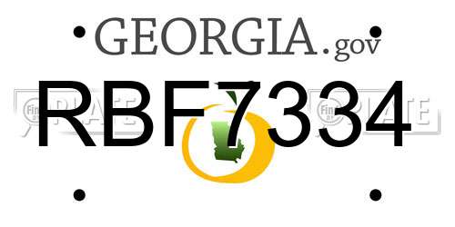 RBF7334 Georgia License Plate