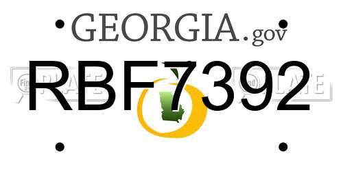 RBF7392 Georgia License Plate