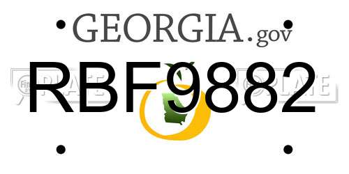RBF9882 Georgia License Plate