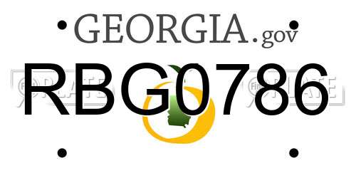 RBG0786 Georgia License Plate