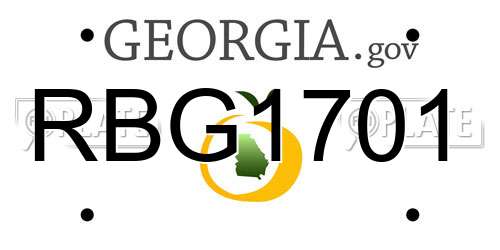 RBG1701 Georgia License Plate